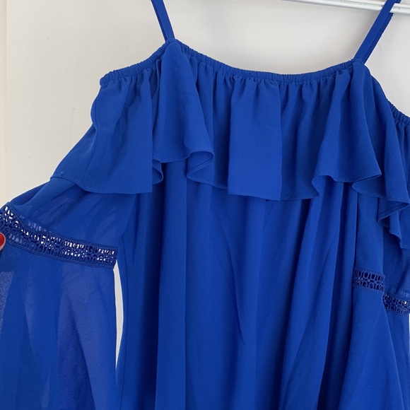 Beautiful blue dress, fully lined, off or on the shoulder, loose fitting - Picture 3 of 3